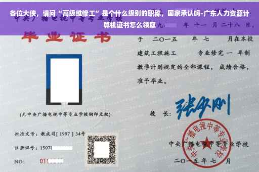 各位大侠，请问“高级维修工”是个什么级别的职称，国家承认吗-广东人力资源计算机证书怎么领取