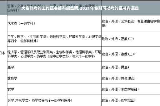 大专能考的工作证书都有哪些呢,2021年专科可以考的证书有哪些