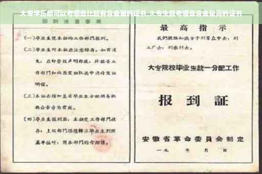 大专学历都可以考哪些比较有含金量的证书,大专生能考哪些含金量高的证书