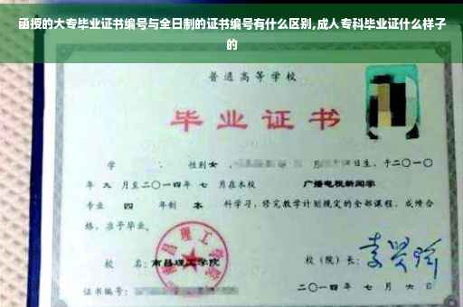函授的大专毕业证书编号与全日制的证书编号有什么区别,成人专科毕业证什么样子的
