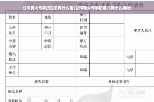 公司有大专学历证书有什么用(公司有大专学历证书有什么用处)