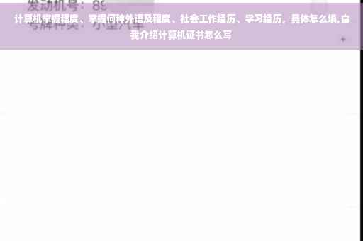 计算机掌握程度、掌握何种外语及程度、社会工作经历、学习经历，具体怎么填,自我介绍计算机证书怎么写