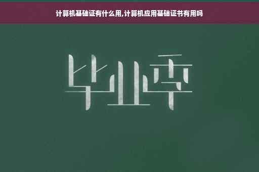 计算机基础证有什么用,计算机应用基础证书有用吗