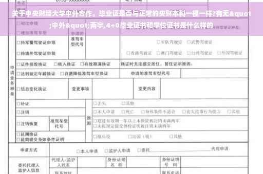 关于中央财经大学中外合作。毕业证是否与正常的央财本科一模一样?有无"中外"两字,4+0毕业证书和学位证书是什么样的