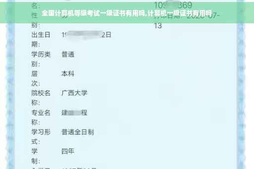 全国计算机等级考试一级证书有用吗,计算机一级证书有用吗