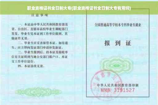 职业资格证书全日制大专(职业资格证书全日制大专有用吗)