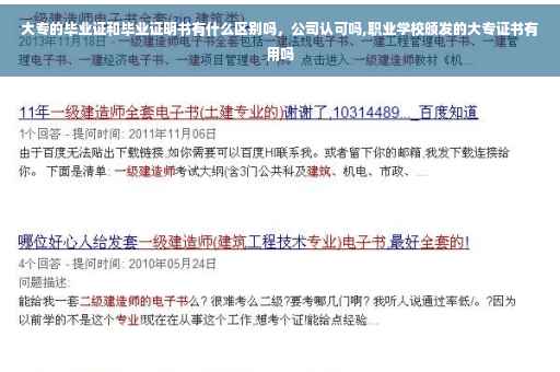 大专的毕业证和毕业证明书有什么区别吗，公司认可吗,职业学校颁发的大专证书有用吗