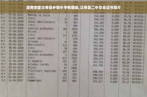 湖南常德汉寿县乡镇中学有哪些,汉寿县二中毕业证书图片