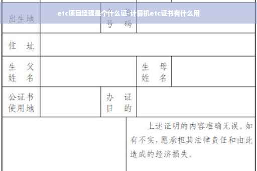 etc项目经理是个什么证-计算机etc证书有什么用