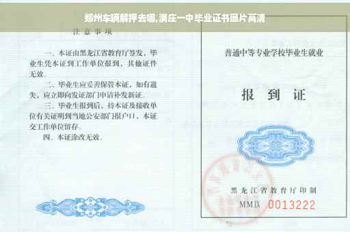 郑州车辆解押去哪,满庄一中毕业证书图片高清