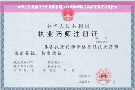 大专生毕业有几个毕业证书啊,211大学专科生发的毕业证书是什么