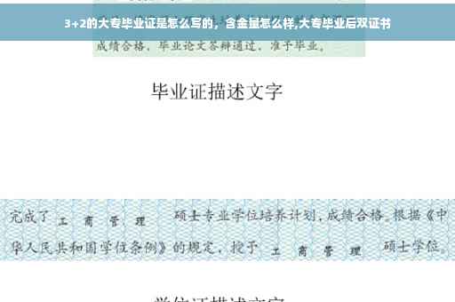 3+2的大专毕业证是怎么写的，含金量怎么样,大专毕业后双证书
