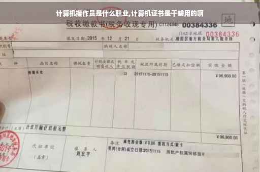 计算机操作员是什么职业,计算机证书是干啥用的啊