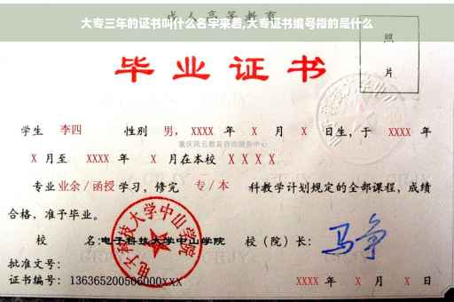 大专三年的证书叫什么名字来着,大专证书编号指的是什么