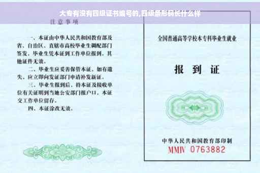 大专有没有四级证书编号的,四级条形码长什么样