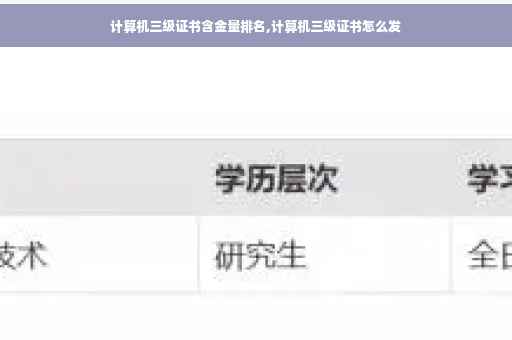 计算机三级证书含金量排名,计算机三级证书怎么发