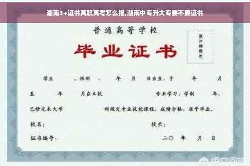 湖南3+证书高职高考怎么报,湖南中专升大专要不要证书