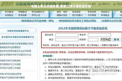 电脑上怎么交报名费,国家二级计算机报名费
