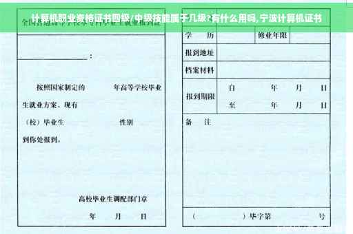 计算机职业资格证书四级/中级技能属于几级?有什么用吗,宁波计算机证书
