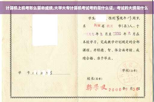 计算机上机考怎么算总成绩,大学大专计算机考试考的是什么证，考试的大纲是什么