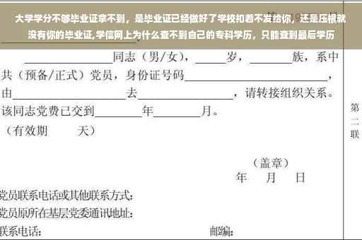 大学学分不够毕业证拿不到，是毕业证已经做好了学校扣着不发给你，还是压根就没有你的毕业证,学信网上为什么查不到自己的专科学历，只能查到最后学历