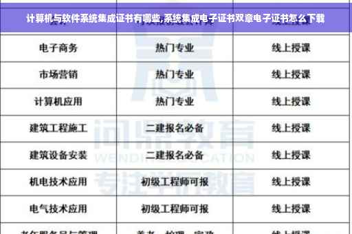 计算机与软件系统集成证书有哪些,系统集成电子证书双章电子证书怎么下载