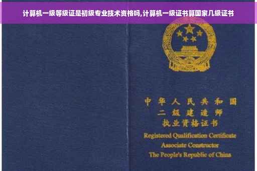 计算机一级等级证是初级专业技术资格吗,计算机一级证书算国家几级证书