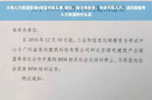大专人力资源管理4级证书怎么考,各位，我大专毕业，专业不是人力，请问我能考人力资源的什么证