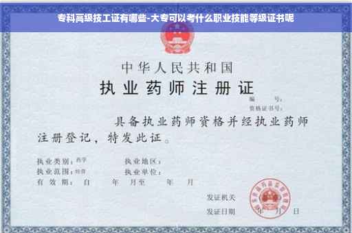 专科高级技工证有哪些-大专可以考什么职业技能等级证书呢