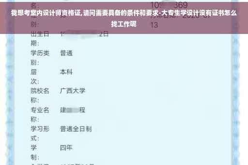 我想考室内设计师资格证,请问需要具备的条件和要求-大专生学设计没有证书怎么找工作呢