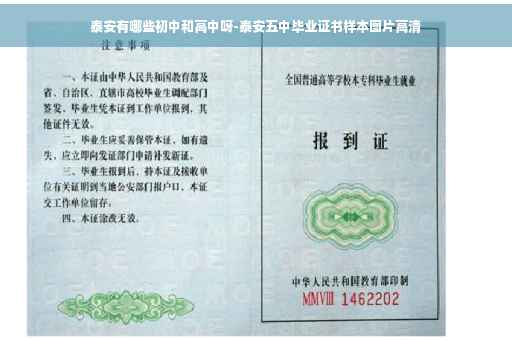 泰安有哪些初中和高中呀-泰安五中毕业证书样本图片高清