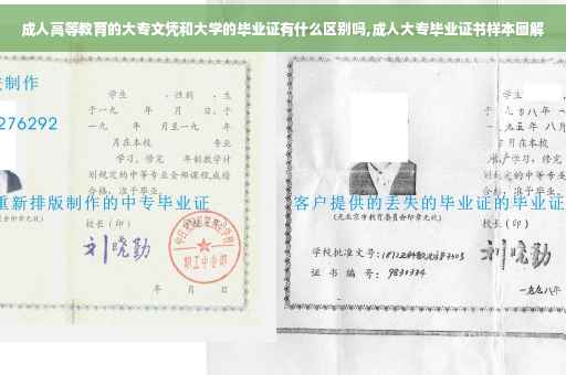 成人高等教育的大专文凭和大学的毕业证有什么区别吗,成人大专毕业证书样本图解