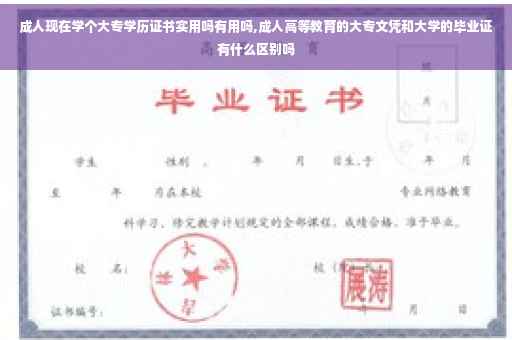 成人现在学个大专学历证书实用吗有用吗,成人高等教育的大专文凭和大学的毕业证有什么区别吗