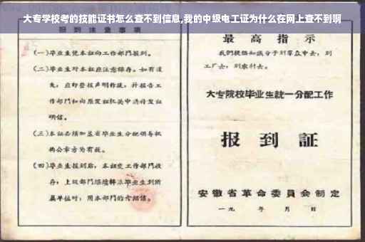 大专学校考的技能证书怎么查不到信息,我的中级电工证为什么在网上查不到啊