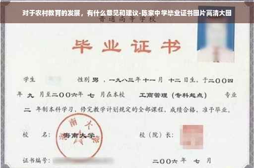 对于农村教育的发展，有什么意见和建议-陈家中学毕业证书图片高清大图