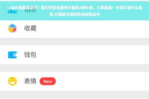 计算机有哪些证书？我们学校说要考计算机4级中级。几级最高？中级又是什么意思,计算机方面的职业技能证书