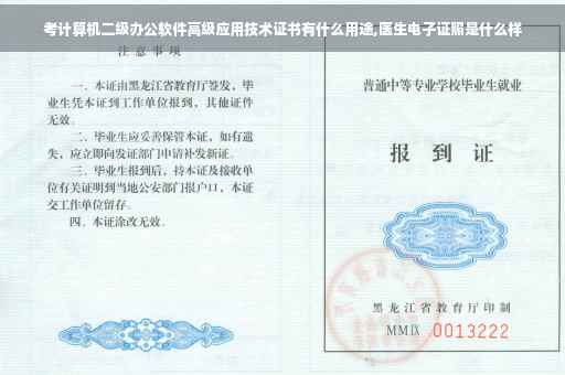 考计算机二级办公软件高级应用技术证书有什么用途,医生电子证照是什么样
