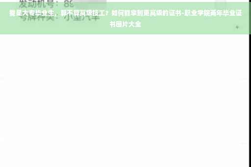 我是大专毕业生，算不算高级技工？如何能拿到更高级的证书-职业学院两年毕业证书图片大全