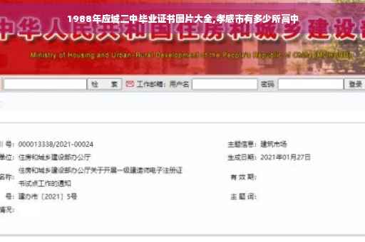 1988年应城二中毕业证书图片大全,孝感市有多少所高中