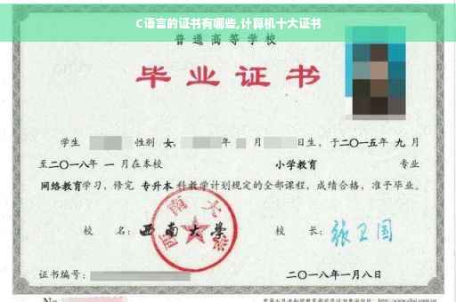 C语言的证书有哪些,计算机十大证书