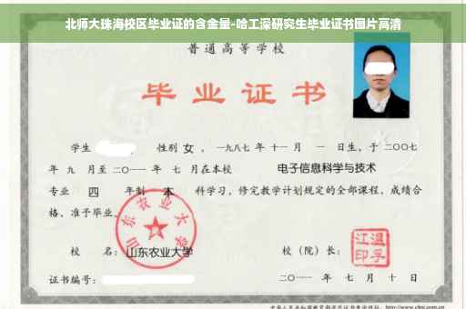 北师大珠海校区毕业证的含金量-哈工深研究生毕业证书图片高清