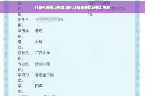 计算机等级证书查询网,计算机等级证书汇总表