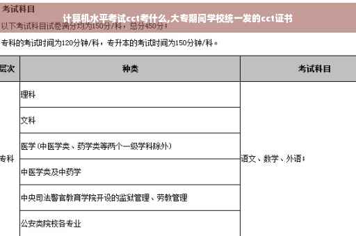 计算机水平考试cct考什么,大专期间学校统一发的cct证书