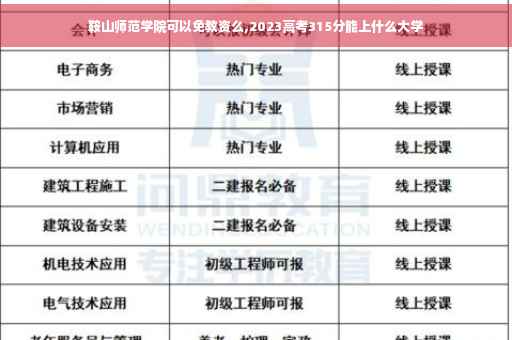 鞍山师范学院可以免教资么,2023高考315分能上什么大学