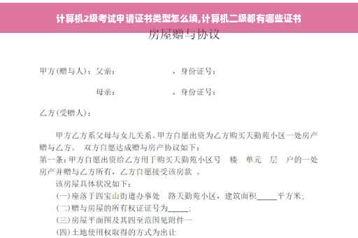 计算机2级考试申请证书类型怎么填,计算机二级都有哪些证书