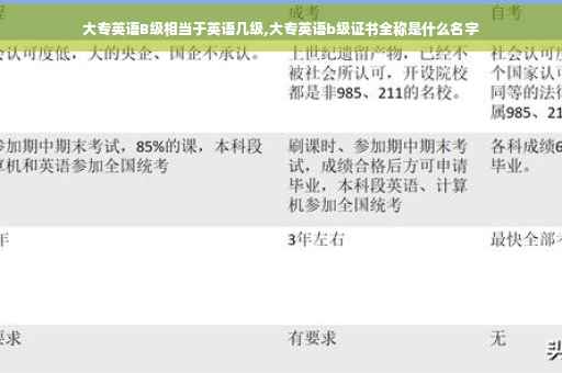 大专英语B级相当于英语几级,大专英语b级证书全称是什么名字