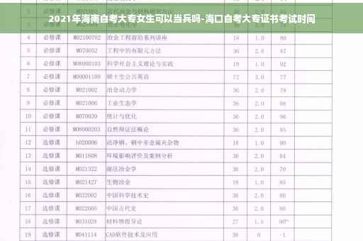 2021年海南自考大专女生可以当兵吗-海口自考大专证书考试时间