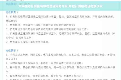 大学生考计算机等级考试通常考几级,中职计算机考证考多少级