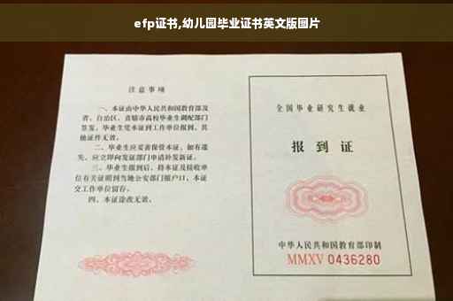 efp证书,幼儿园毕业证书英文版图片