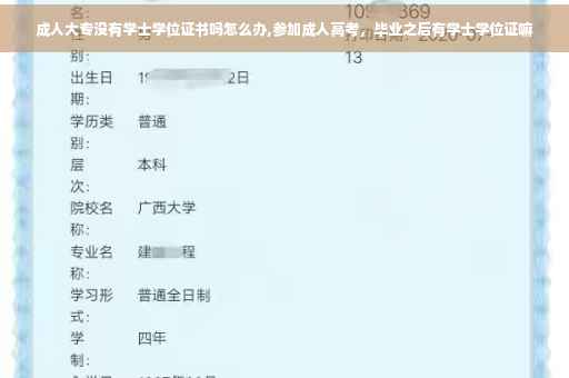 成人大专没有学士学位证书吗怎么办,参加成人高考，毕业之后有学士学位证嘛
